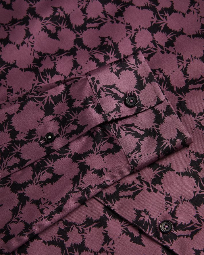 être Ted Baker Hommes comlee - chemise à manches longues et imprimé floral bordeaux FR8J421240 vêtements