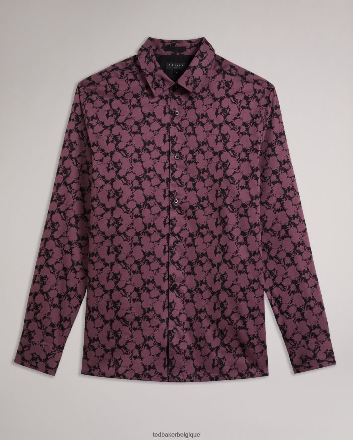 être Ted Baker Hommes comlee - chemise à manches longues et imprimé floral bordeaux FR8J421240 vêtements