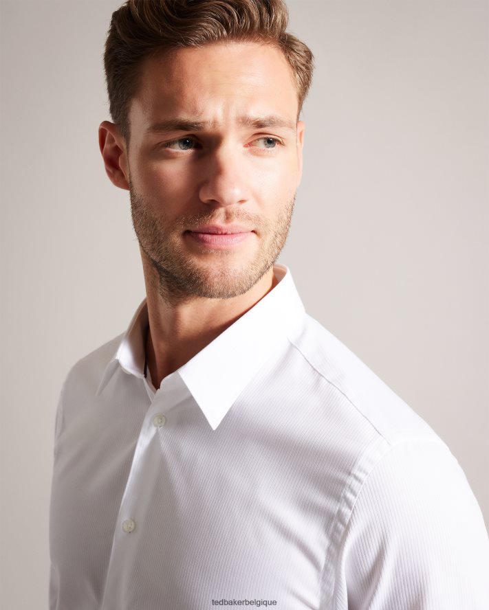 être Ted Baker Hommes haless - chemise à rayures texturées à manches longues blanc FR8J421486 vêtements