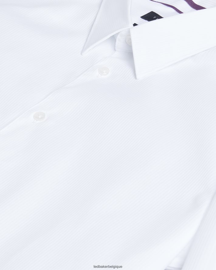 être Ted Baker Hommes haless - chemise à rayures texturées à manches longues blanc FR8J421486 vêtements