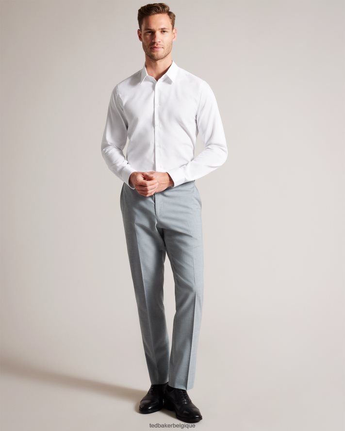 être Ted Baker Hommes haless - chemise à rayures texturées à manches longues blanc FR8J421486 vêtements