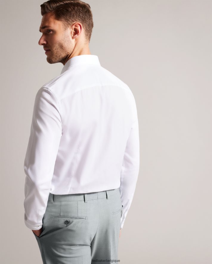 être Ted Baker Hommes haless - chemise à rayures texturées à manches longues blanc FR8J421486 vêtements