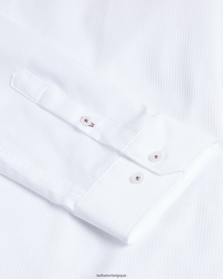 être Ted Baker Hommes haless - chemise à rayures texturées à manches longues blanc FR8J421486 vêtements