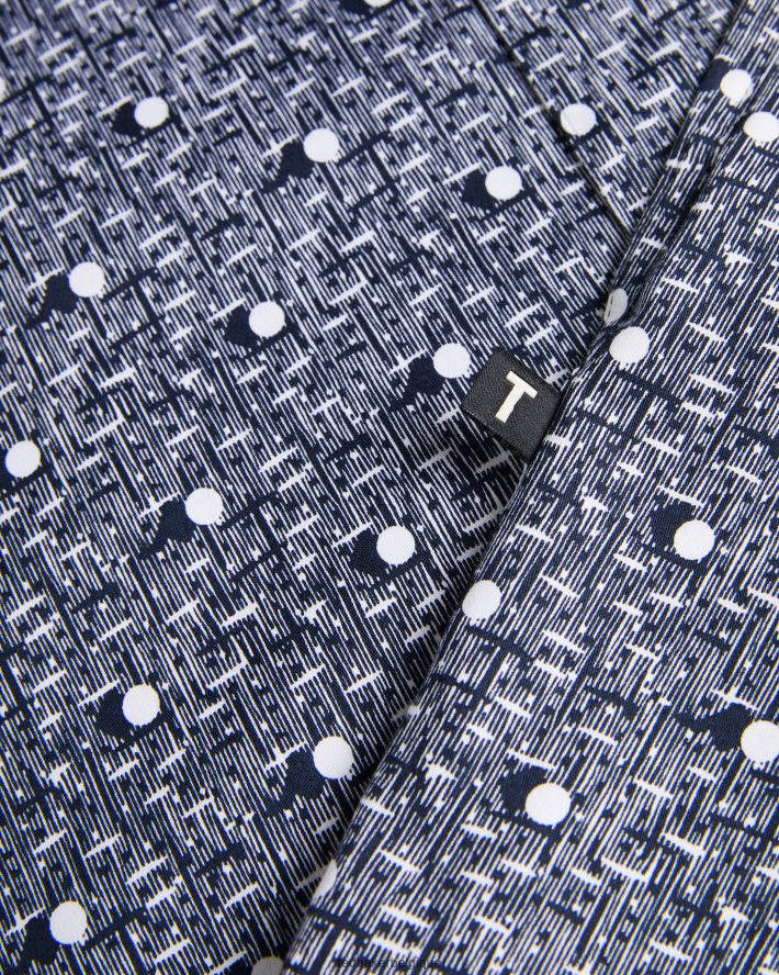 être Ted Baker Hommes maccle - chemise à manches longues et imprimé à pois marine FR8J421250 vêtements