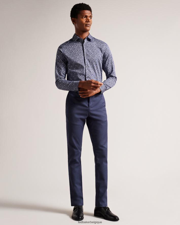 être Ted Baker Hommes maccle - chemise à manches longues et imprimé à pois marine FR8J421250 vêtements