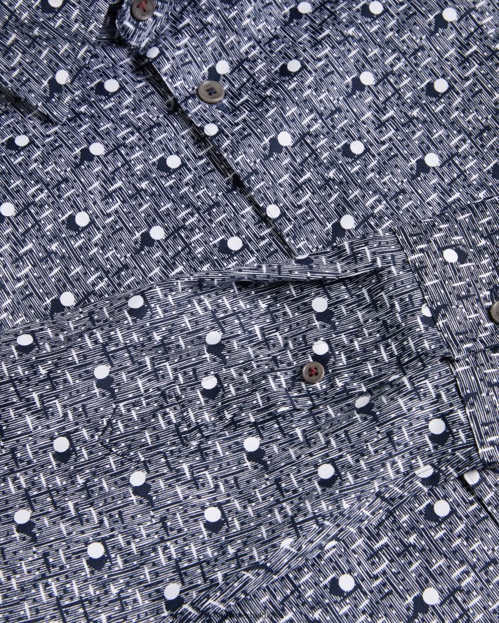 être Ted Baker Hommes maccle - chemise à manches longues et imprimé à pois marine FR8J421250 vêtements