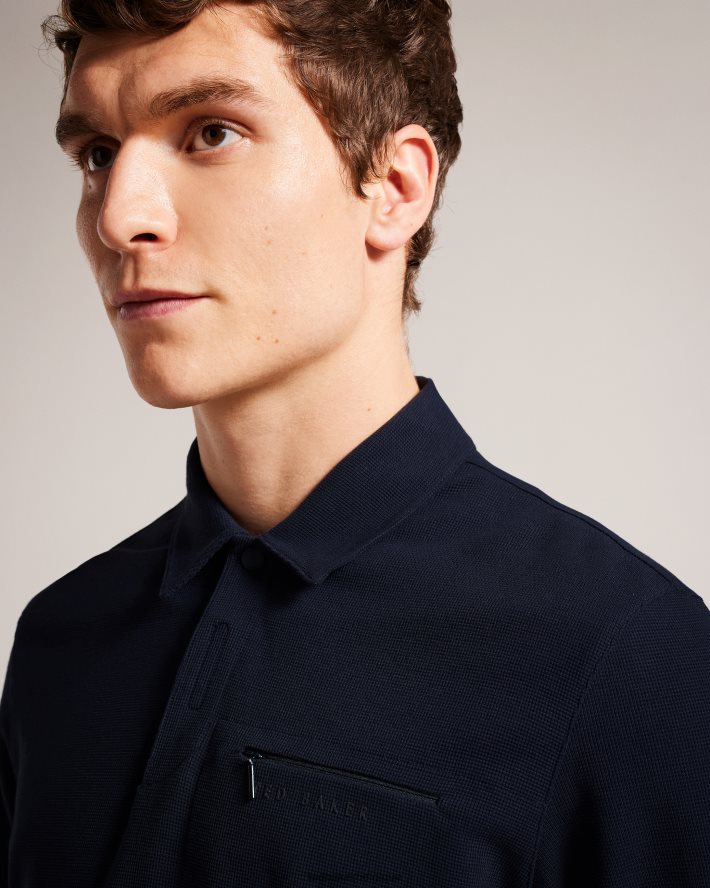 être Ted Baker Hommes polo coupe classique à manches longues wavelo marine FR8J421267 vêtements
