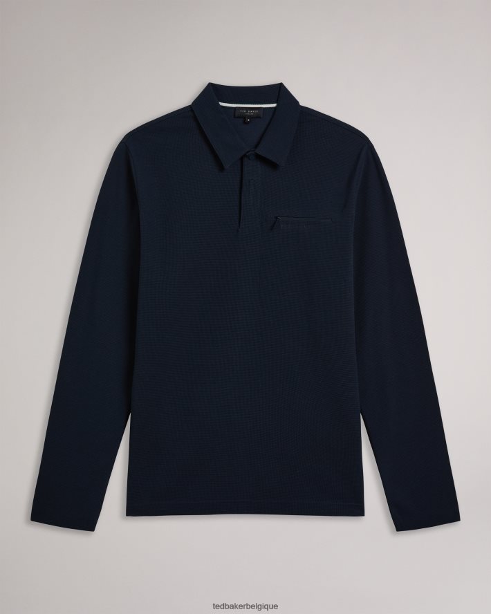 être Ted Baker Hommes polo coupe classique à manches longues wavelo marine FR8J421267 vêtements