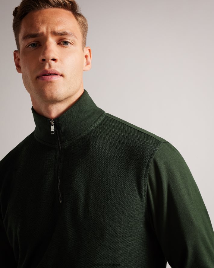 être Ted Baker Hommes sanot - pull à manches longues et col cheminée kaki FR8J421281 vêtements