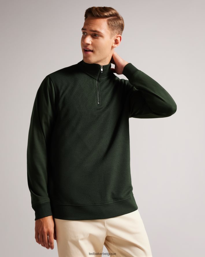 être Ted Baker Hommes sanot - pull à manches longues et col cheminée kaki FR8J421281 vêtements