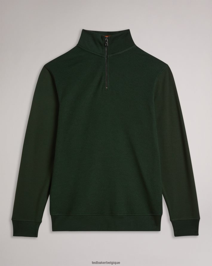 être Ted Baker Hommes sanot - pull à manches longues et col cheminée kaki FR8J421281 vêtements