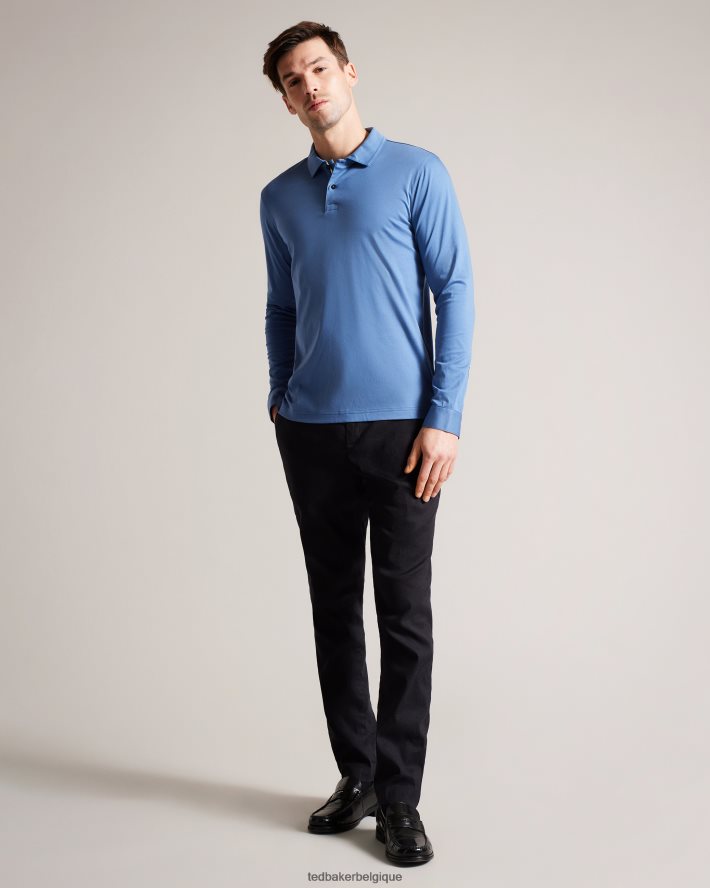 être Ted Baker Hommes toler - polo slim à manches longues bleu foncé FR8J421480 vêtements