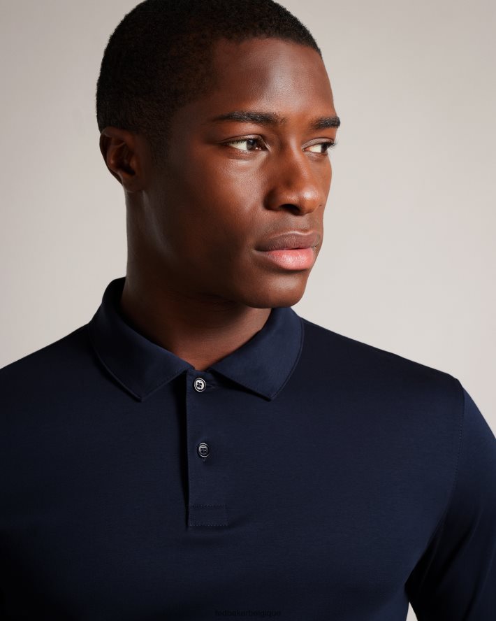 être Ted Baker Hommes toler - polo slim à manches longues marine FR8J421451 vêtements