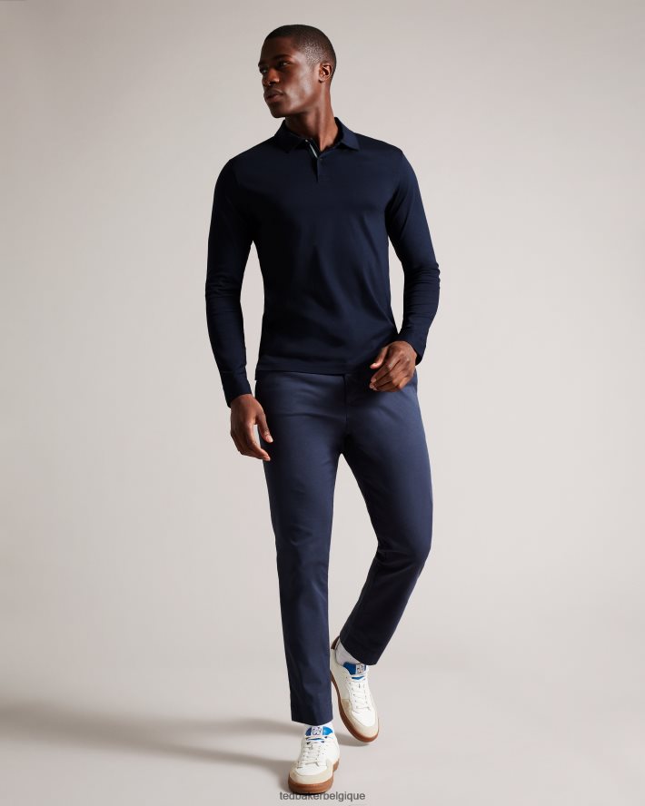 être Ted Baker Hommes toler - polo slim à manches longues marine FR8J421451 vêtements
