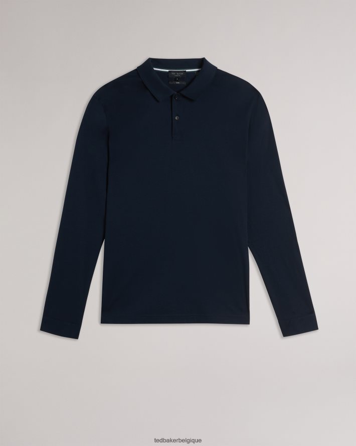 être Ted Baker Hommes toler - polo slim à manches longues marine FR8J421451 vêtements