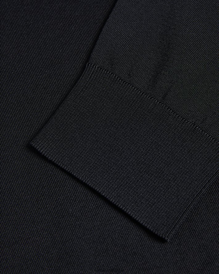 être Ted Baker Hommes viba polo en rayonne à manches longues et demi-zip noir FR8J421554 vêtements