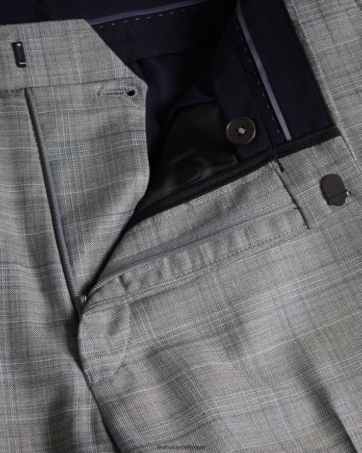 être Ted Baker Hommes pantalon à carreaux en laine mélangée elgolts gris FR8J421397 vêtements