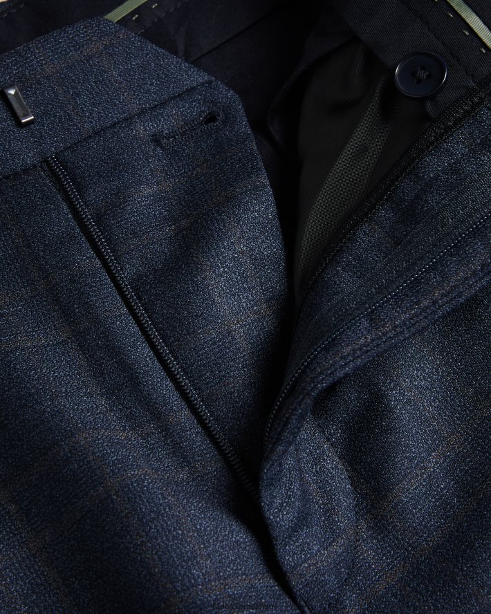 être Ted Baker Hommes pantalon de costume à carreaux en pure laine Cromts marine FR8J421474 vêtements