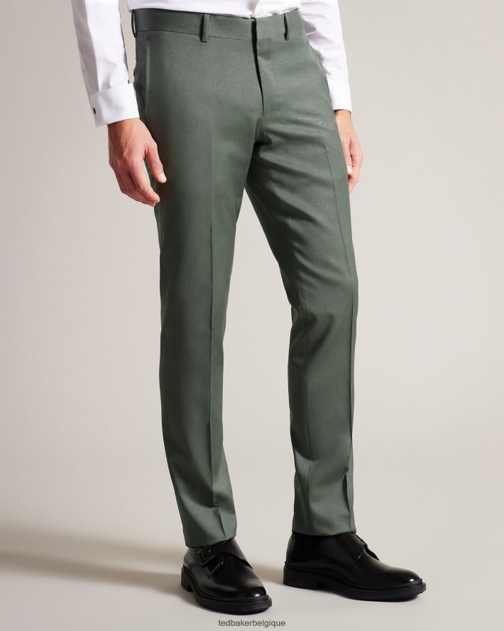 être Ted Baker Hommes pantalon de costume en pure laine à revers vert FR8J421417 vêtements