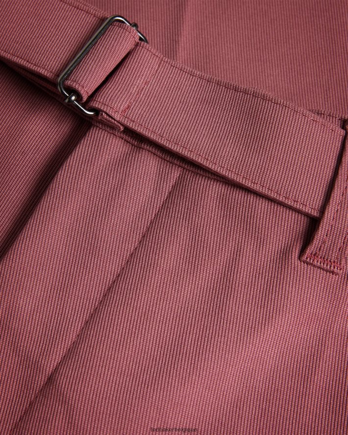 être Ted Baker Hommes pantalon droit ceinturé bordeaux FR8J421266 vêtements
