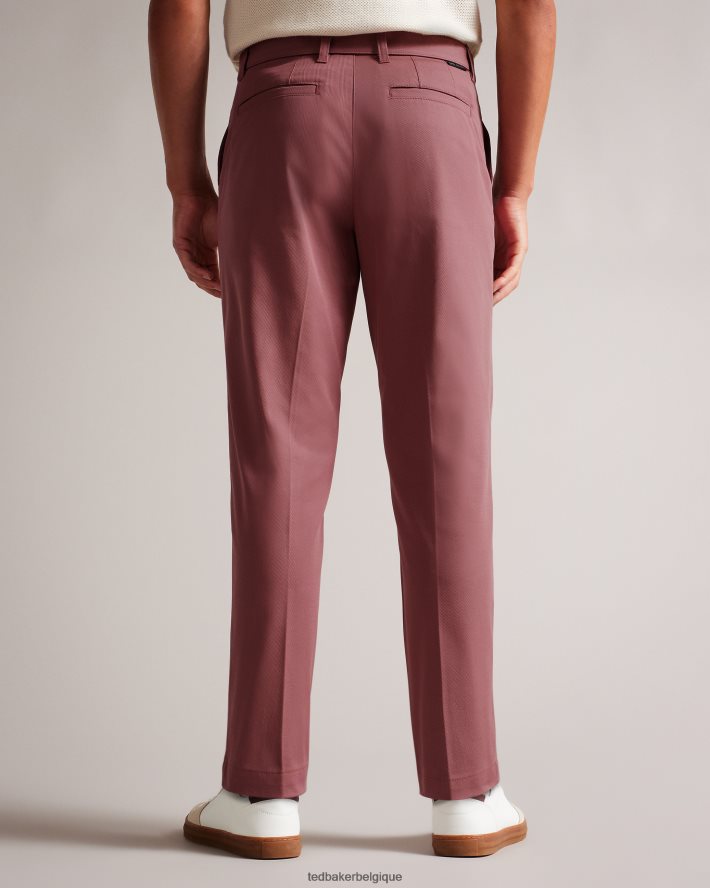 être Ted Baker Hommes pantalon droit ceinturé bordeaux FR8J421266 vêtements