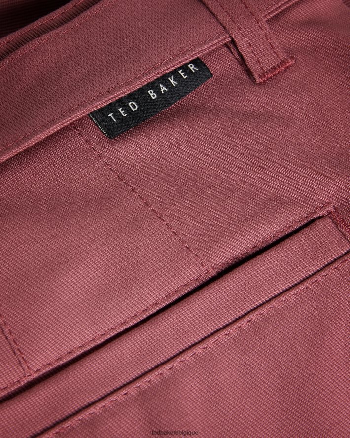 être Ted Baker Hommes pantalon droit ceinturé bordeaux FR8J421266 vêtements