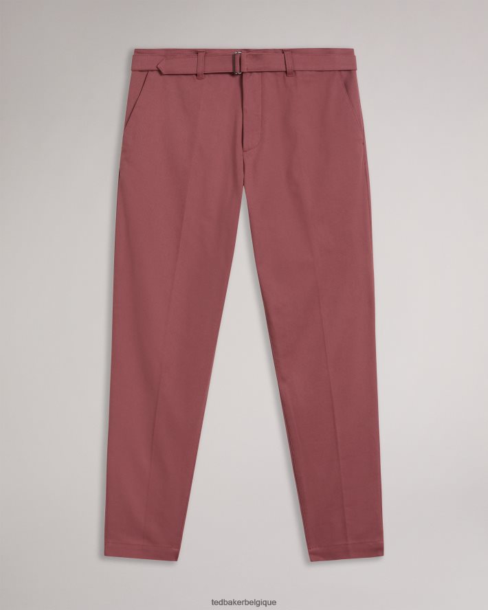 être Ted Baker Hommes pantalon droit ceinturé bordeaux FR8J421266 vêtements
