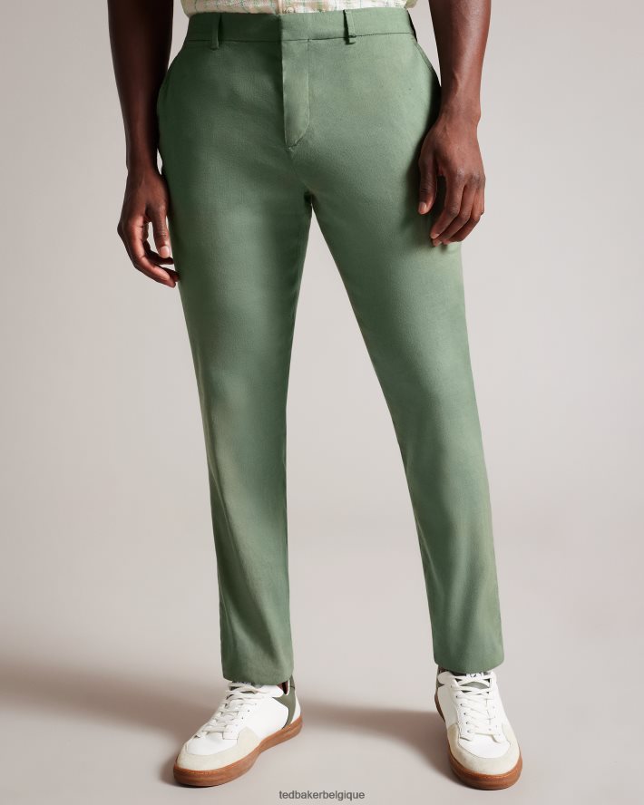 être Ted Baker Hommes pantalon élastique en lin mélangé Kimmel vert clair FR8J421390 vêtements