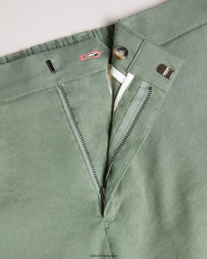 être Ted Baker Hommes pantalon élastique en lin mélangé Kimmel vert clair FR8J421390 vêtements