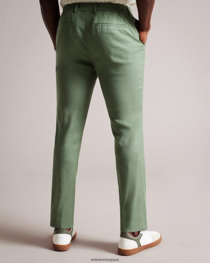être Ted Baker Hommes pantalon élastique en lin mélangé Kimmel vert clair FR8J421390 vêtements