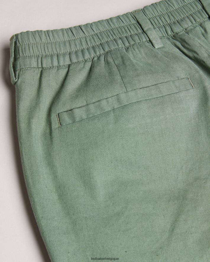 être Ted Baker Hommes pantalon élastique en lin mélangé Kimmel vert clair FR8J421390 vêtements