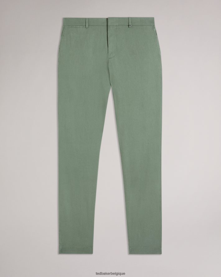 être Ted Baker Hommes pantalon élastique en lin mélangé Kimmel vert clair FR8J421390 vêtements