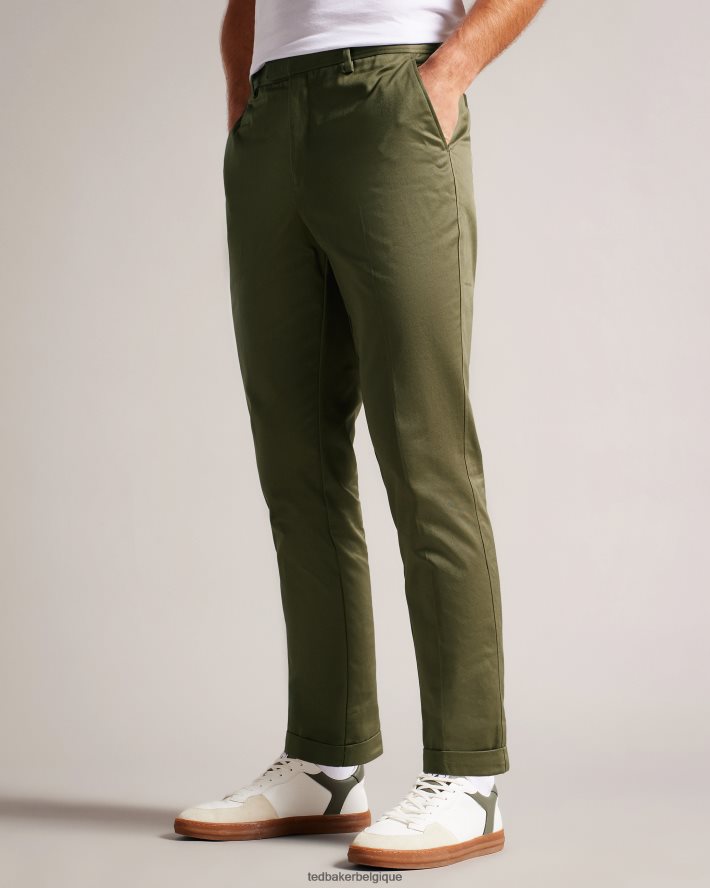 être Ted Baker Hommes pantalon slim en sergé Luciant vert foncé FR8J421568 vêtements