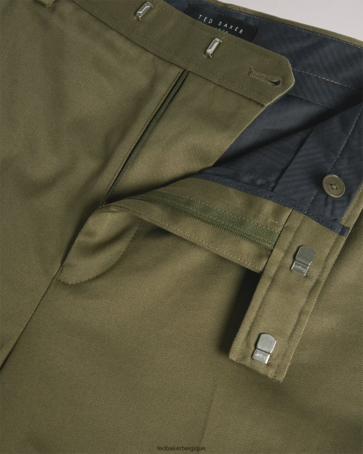 être Ted Baker Hommes pantalon slim en sergé Luciant vert foncé FR8J421568 vêtements