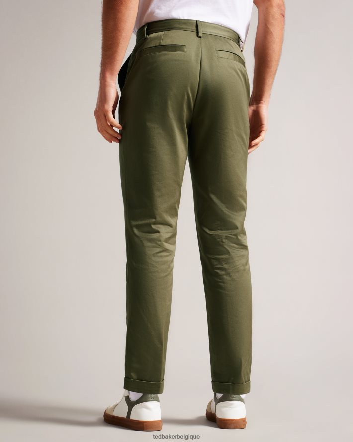 être Ted Baker Hommes pantalon slim en sergé Luciant vert foncé FR8J421568 vêtements