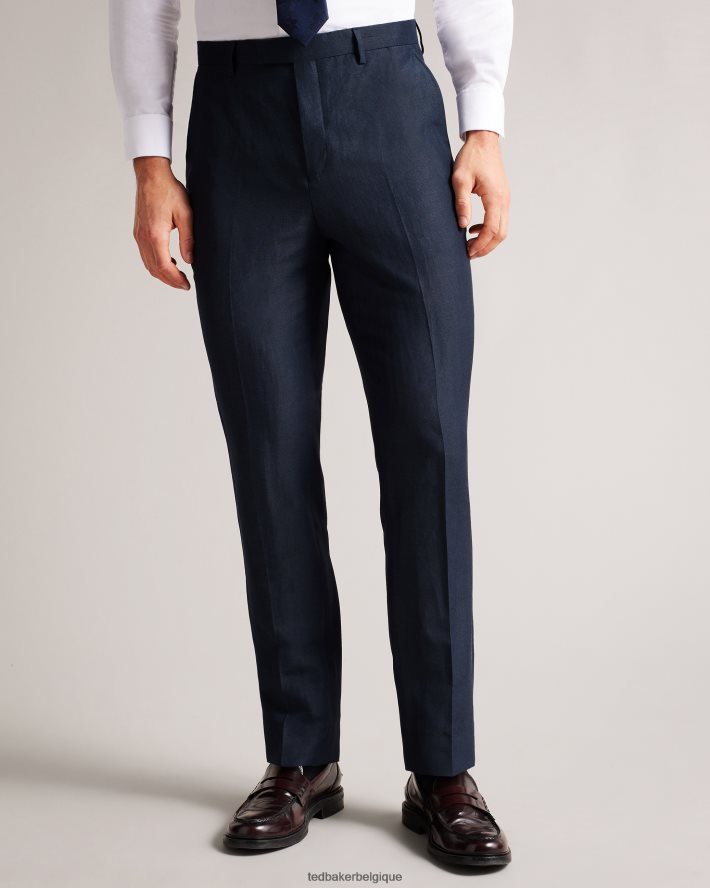 être Ted Baker Hommes pantalon slim fit en laine et lin Lancet marine FR8J421469 vêtements