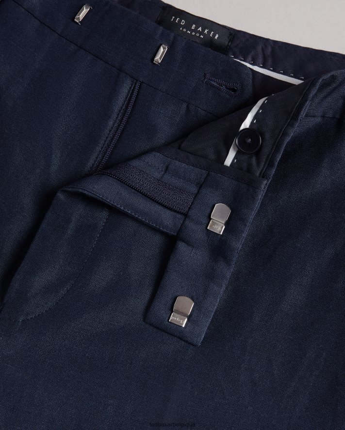 être Ted Baker Hommes pantalon slim fit en laine et lin Lancet marine FR8J421469 vêtements