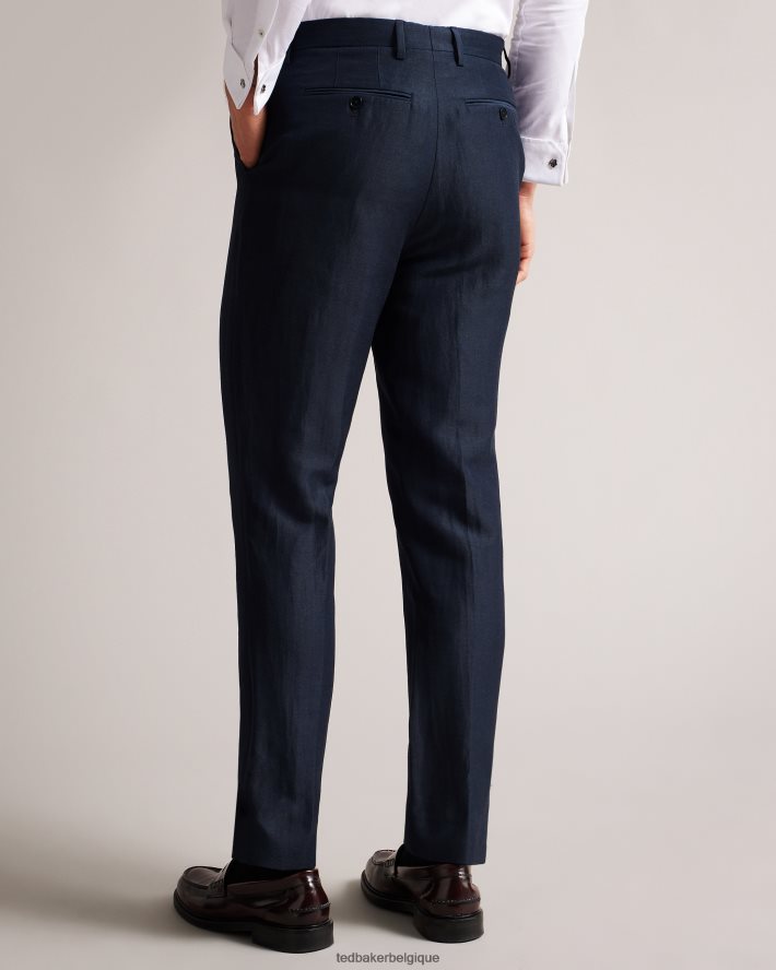 être Ted Baker Hommes pantalon slim fit en laine et lin Lancet marine FR8J421469 vêtements