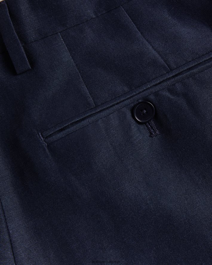être Ted Baker Hommes pantalon slim fit en laine et lin Lancet marine FR8J421469 vêtements