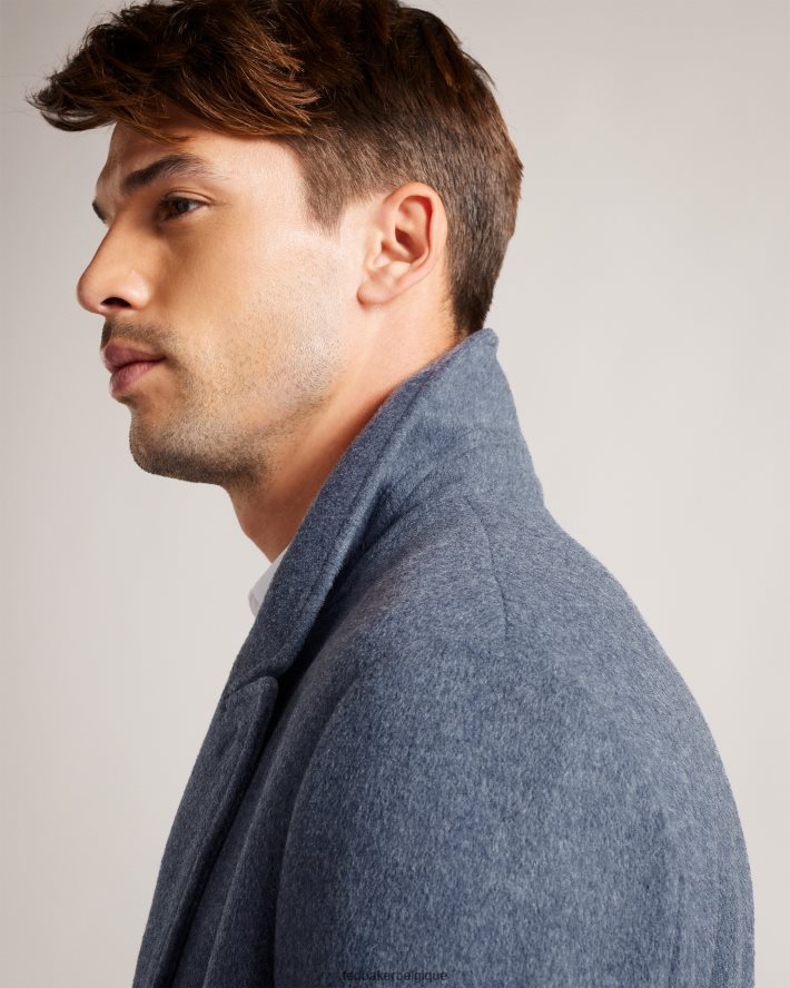être Ted Baker Hommes pardessus croisé en pure laine Raydon bleu moyen FR8J421285 vêtements