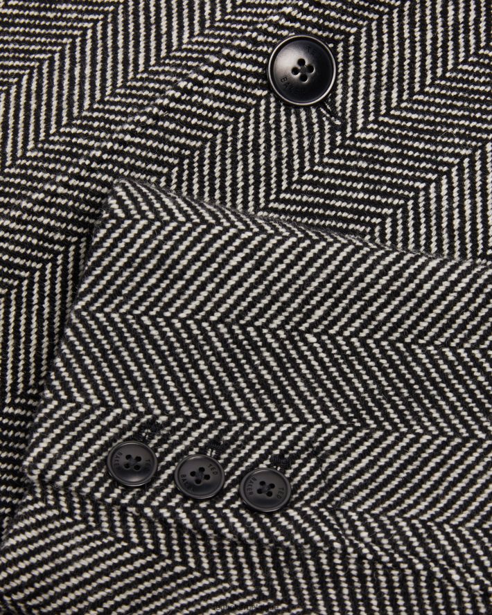 être Ted Baker Hommes pardessus tissé à chevrons Travers noir FR8J421674 vêtements