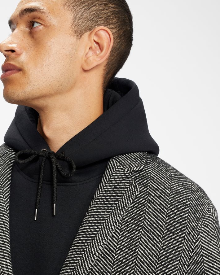 être Ted Baker Hommes pardessus tissé à chevrons Travers noir FR8J421674 vêtements