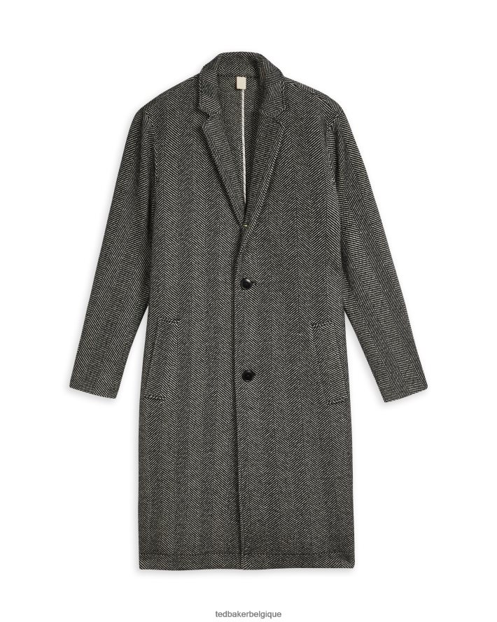 être Ted Baker Hommes pardessus tissé à chevrons Travers noir FR8J421674 vêtements