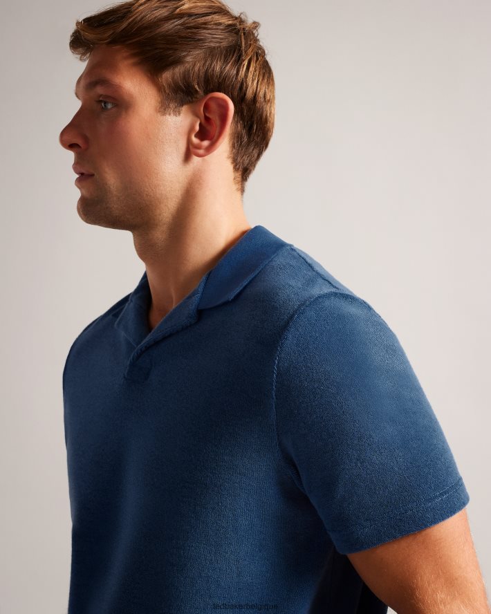 être Ted Baker Hommes Sndbank - Polo à col à revers en tissu éponge bleu foncé FR8J421565 vêtements