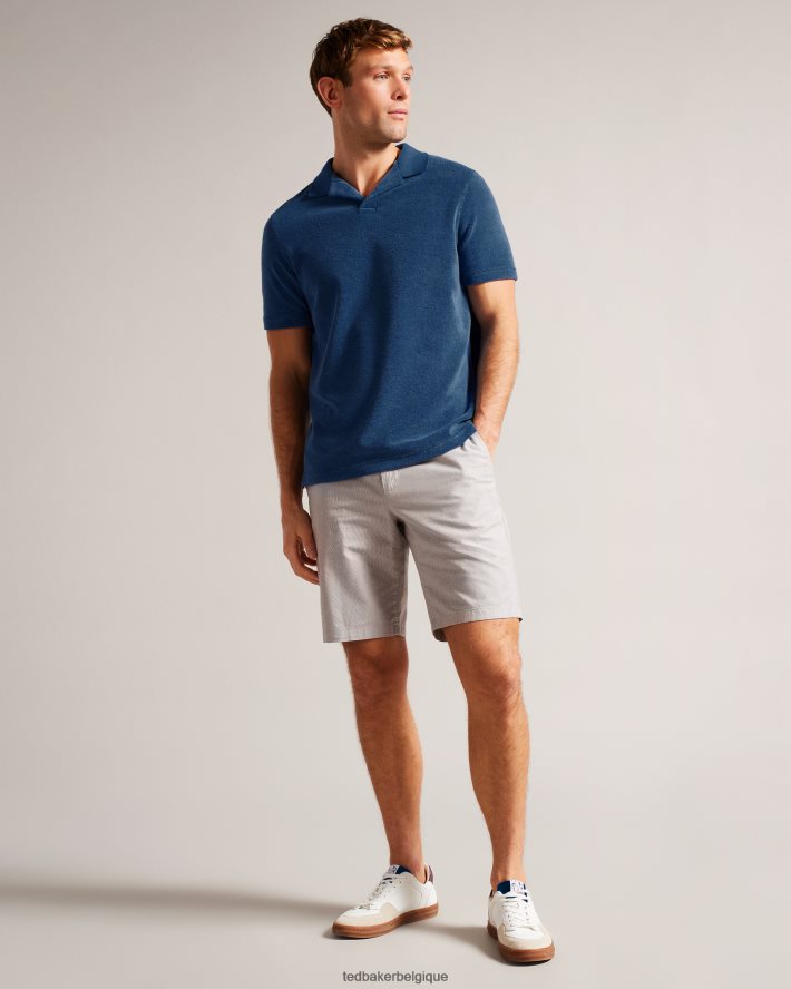 être Ted Baker Hommes Sndbank - Polo à col à revers en tissu éponge bleu foncé FR8J421565 vêtements