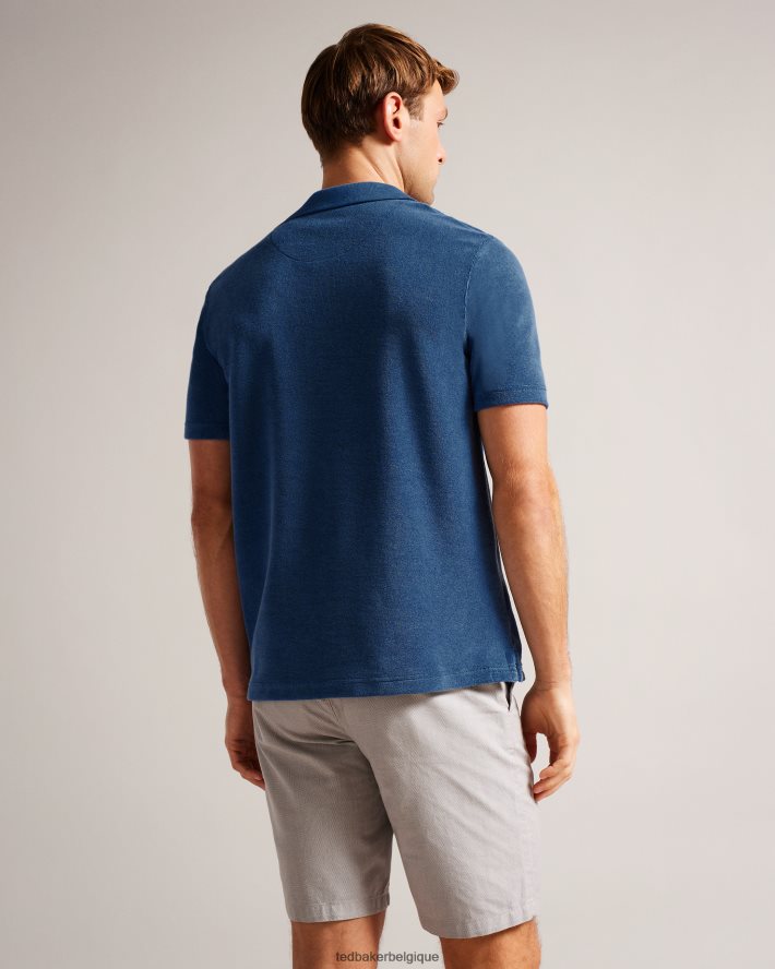 être Ted Baker Hommes Sndbank - Polo à col à revers en tissu éponge bleu foncé FR8J421565 vêtements