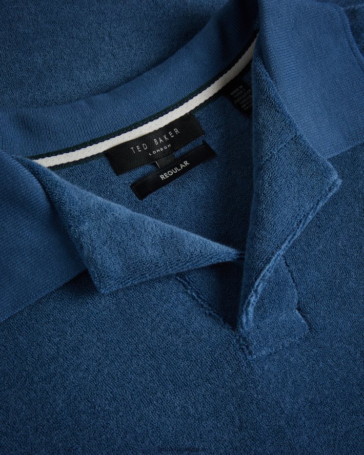 être Ted Baker Hommes Sndbank - Polo à col à revers en tissu éponge bleu foncé FR8J421565 vêtements