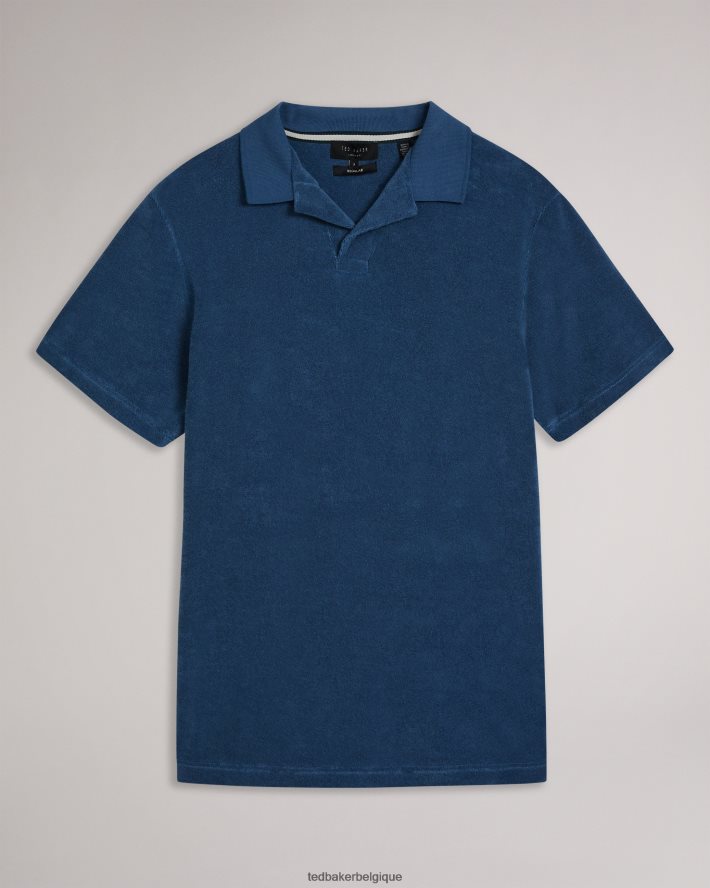 être Ted Baker Hommes Sndbank - Polo à col à revers en tissu éponge bleu foncé FR8J421565 vêtements