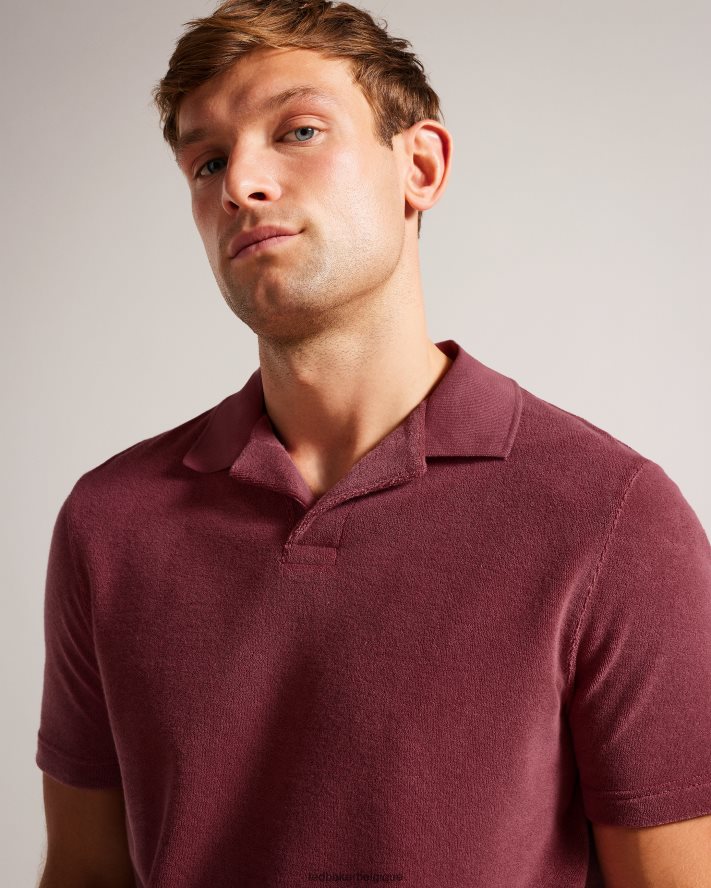 être Ted Baker Hommes Sndbank - Polo à col à revers en tissu éponge rose moyen FR8J421494 vêtements