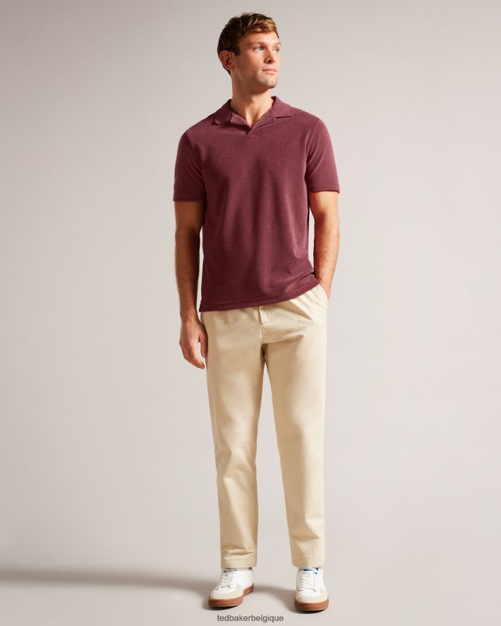 être Ted Baker Hommes Sndbank - Polo à col à revers en tissu éponge rose moyen FR8J421494 vêtements